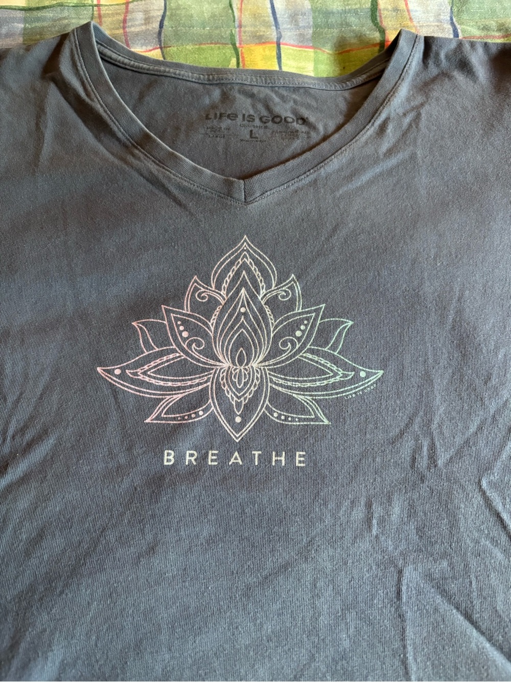 Life is Good Women's Blue Lotus V-Neck Tee - Picture 2 of 5